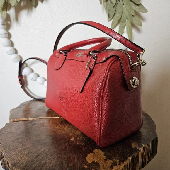 Coach x Peanuts Snoopy Mini Bennett Satchel Red F37272 NWOT Leather Bag - Picture 11 of 16